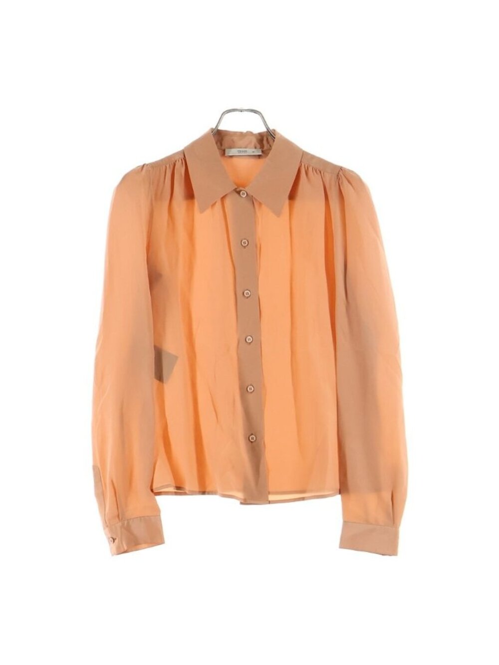 Prada Long Sleeve Shirt Gathered Silk Orange